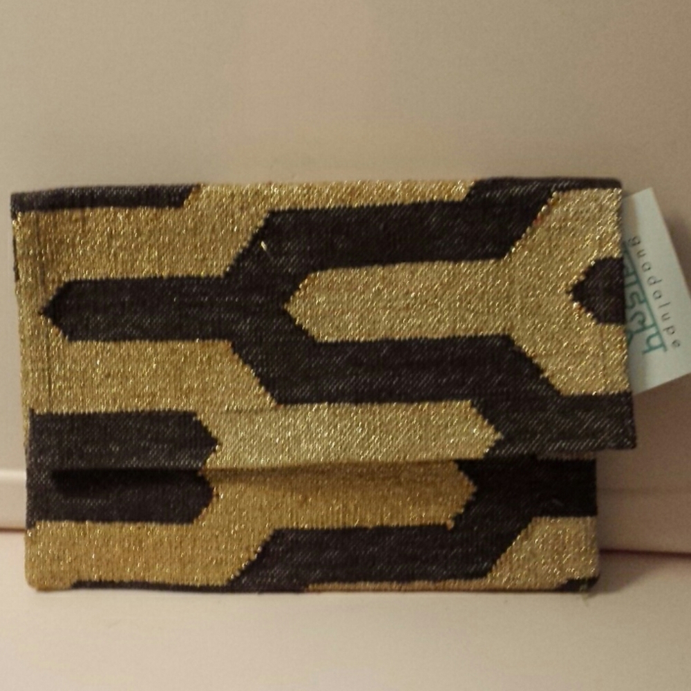 NWT Guadalupe Brown and Gold Clutch